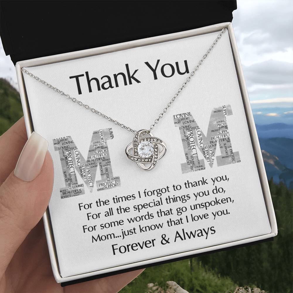 Mom-Thank You Dazzling Love Knot Necklace