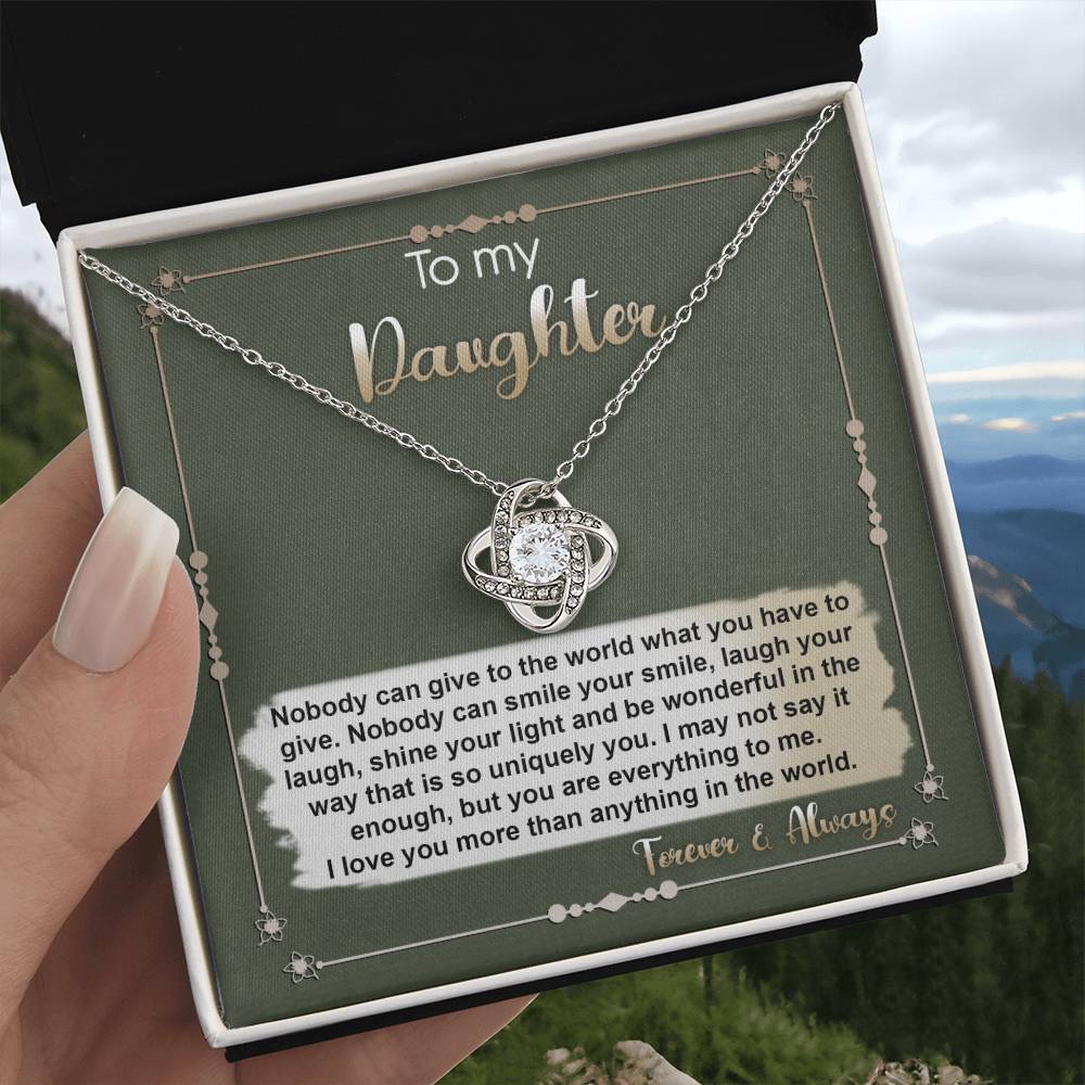 To My Daughter-You Are My Treasure Dazzling Love Knot Necklace