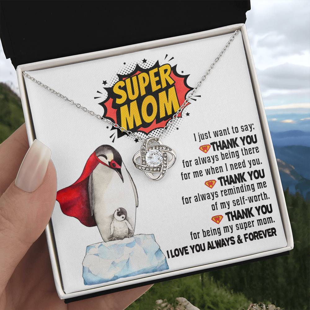 Mom-Super Mom Dazzling Love Knot Necklace