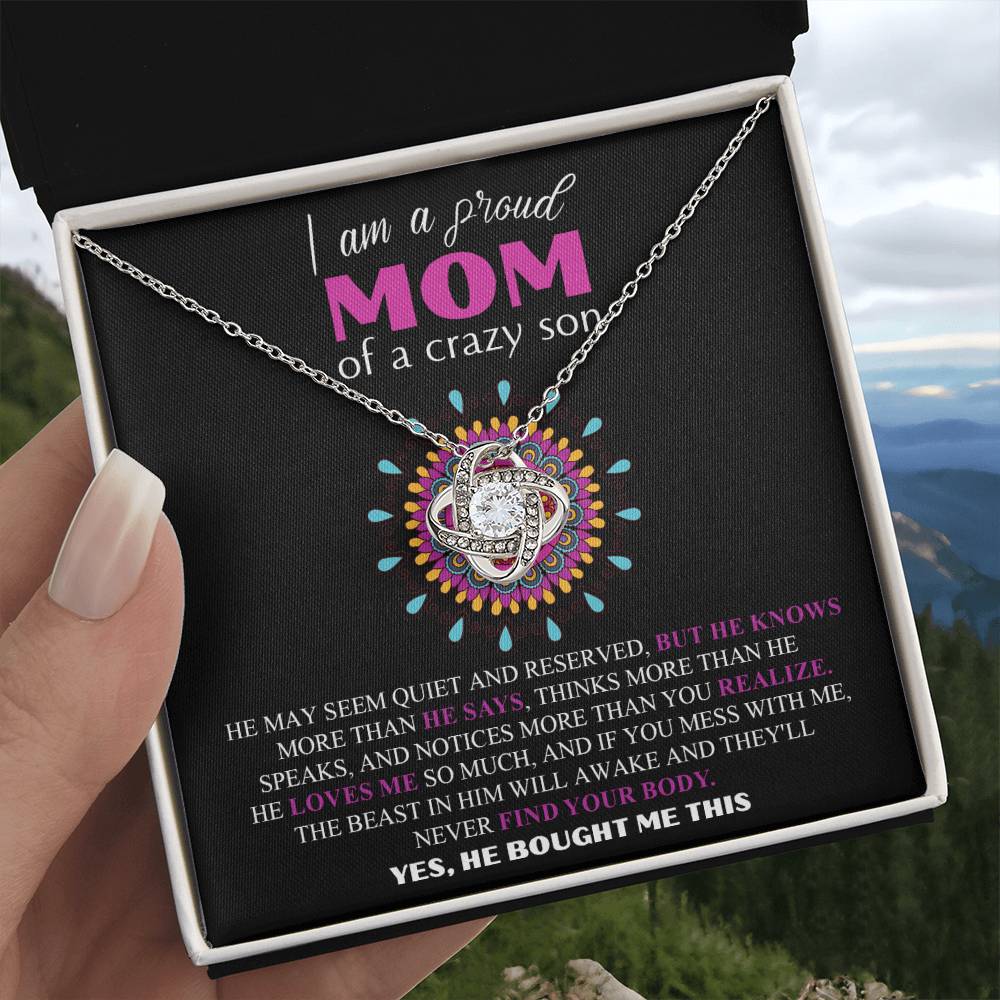 Mom-Proud Mom Dazzling Love Knot Necklace