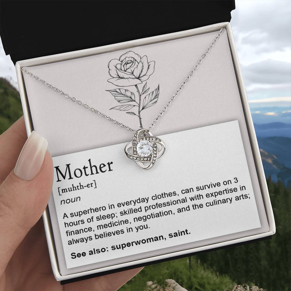 Mom-Superhero2 Dazzling Love Knot Necklace