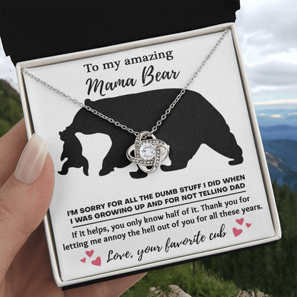 To My Amazing Mom Thanks for Not Telling Dad Dazzling Love Knot Necklace
