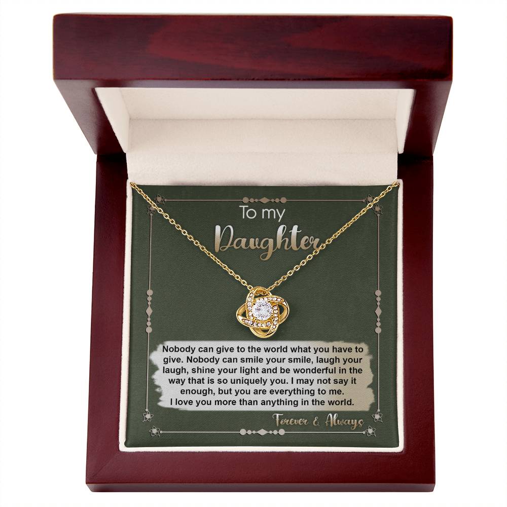To My Daughter-You Are My Treasure Dazzling Love Knot Necklace