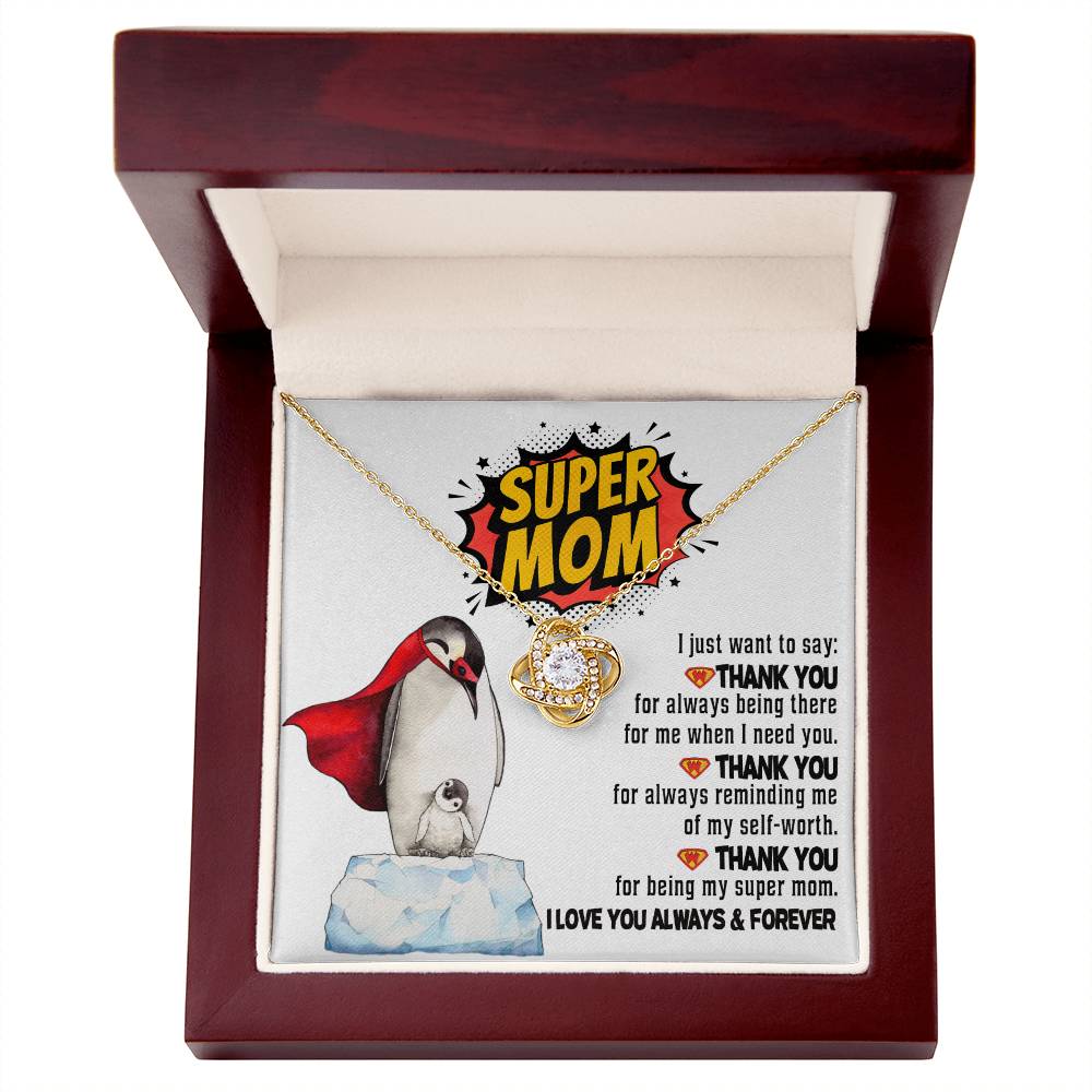 Mom-Super Mom Dazzling Love Knot Necklace