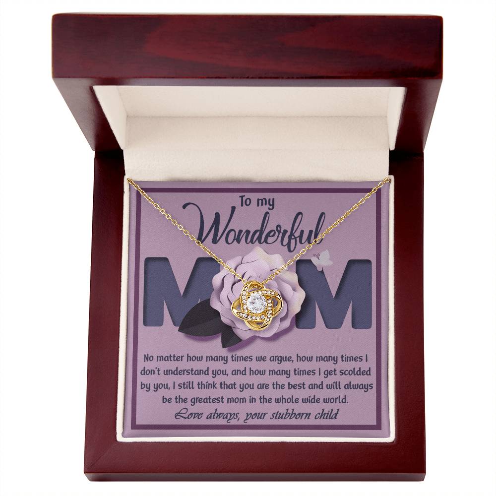 Mom-The Greatest Mom Dazzling Love Knot Necklace