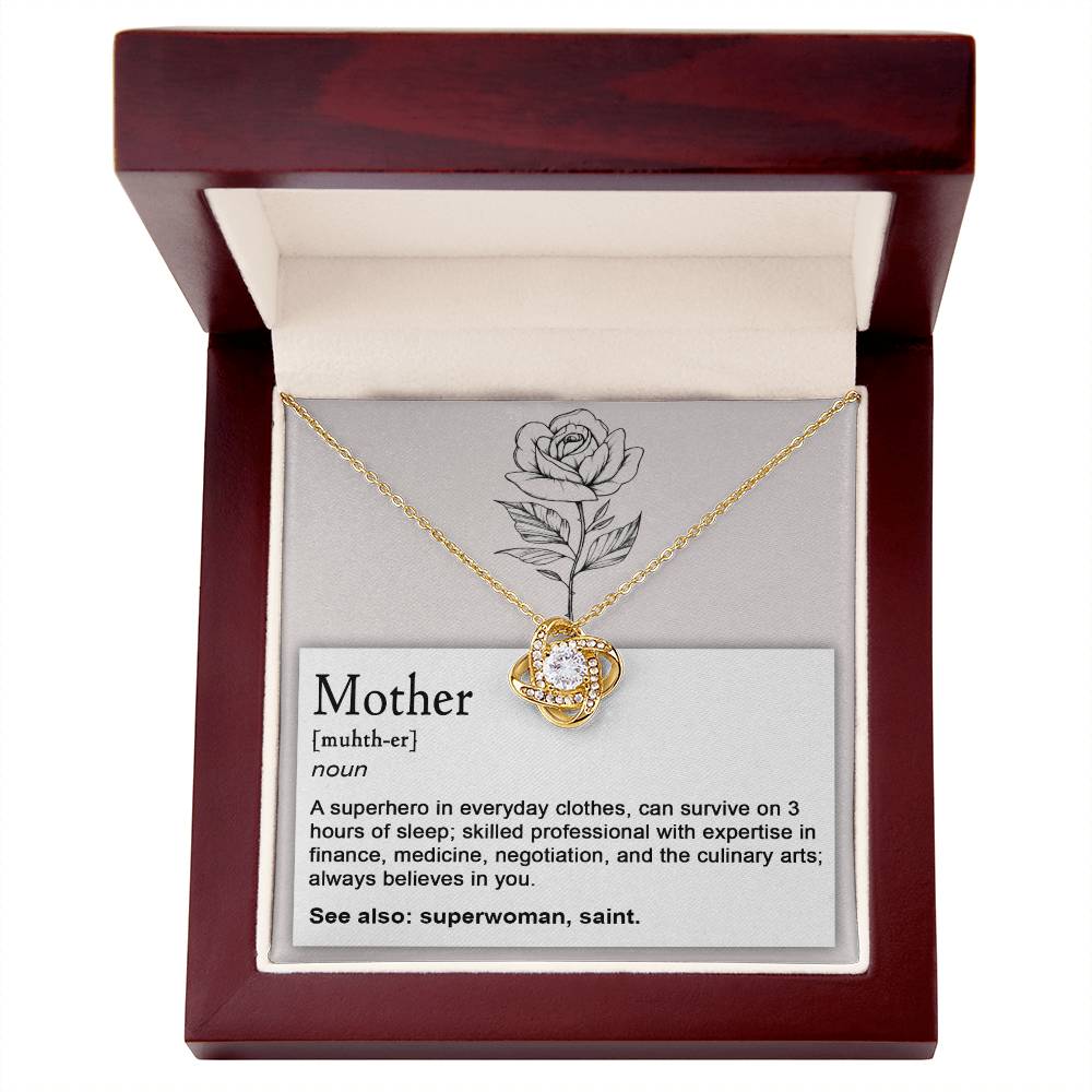 Mom-Superhero2 Dazzling Love Knot Necklace