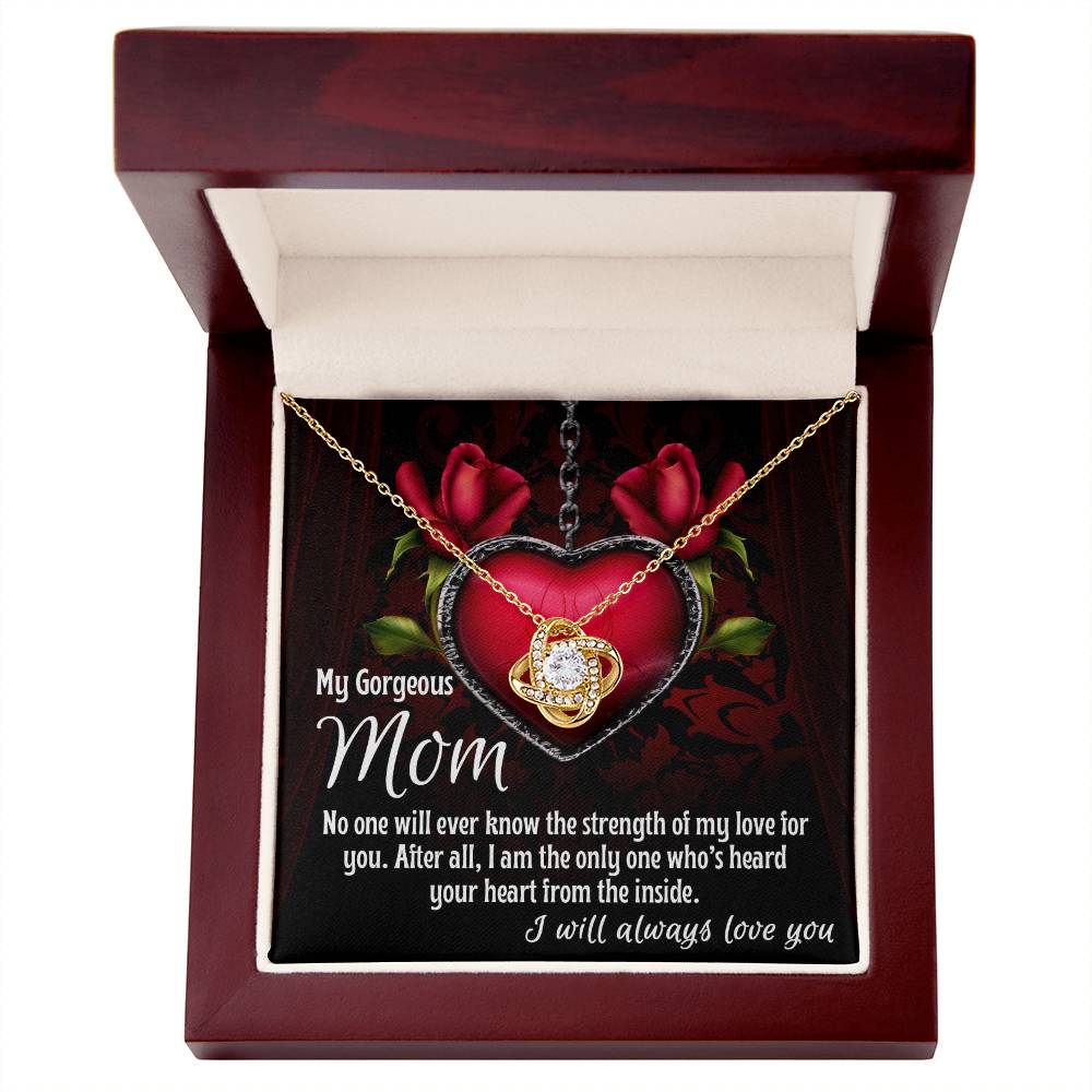 Mom-I Heard Your Heart from the Inside Dazzling Love Knot Necklace