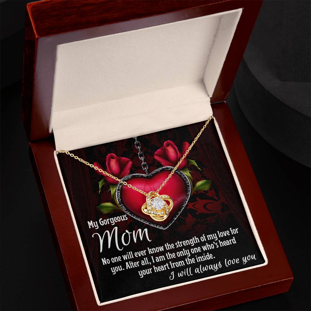 Mom-I Heard Your Heart from the Inside Dazzling Love Knot Necklace
