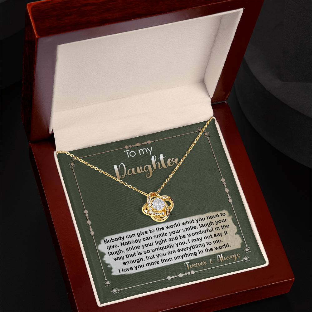 To My Daughter-You Are My Treasure Dazzling Love Knot Necklace
