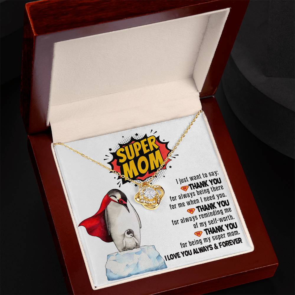 Mom-Super Mom Dazzling Love Knot Necklace