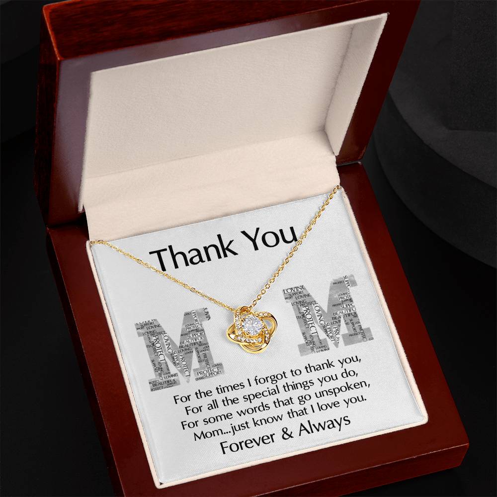 Mom-Thank You Dazzling Love Knot Necklace