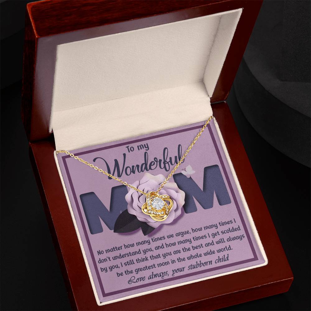 Mom-The Greatest Mom Dazzling Love Knot Necklace
