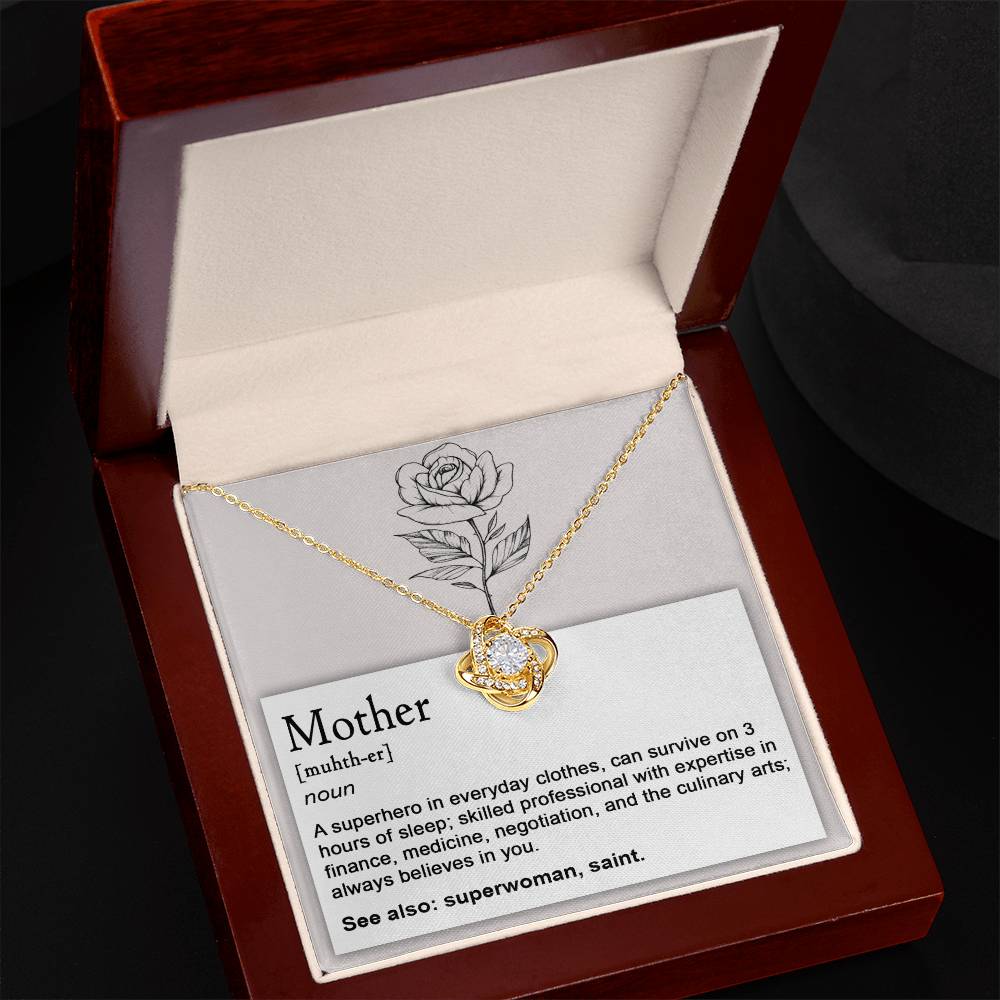 Mom-Superhero2 Dazzling Love Knot Necklace