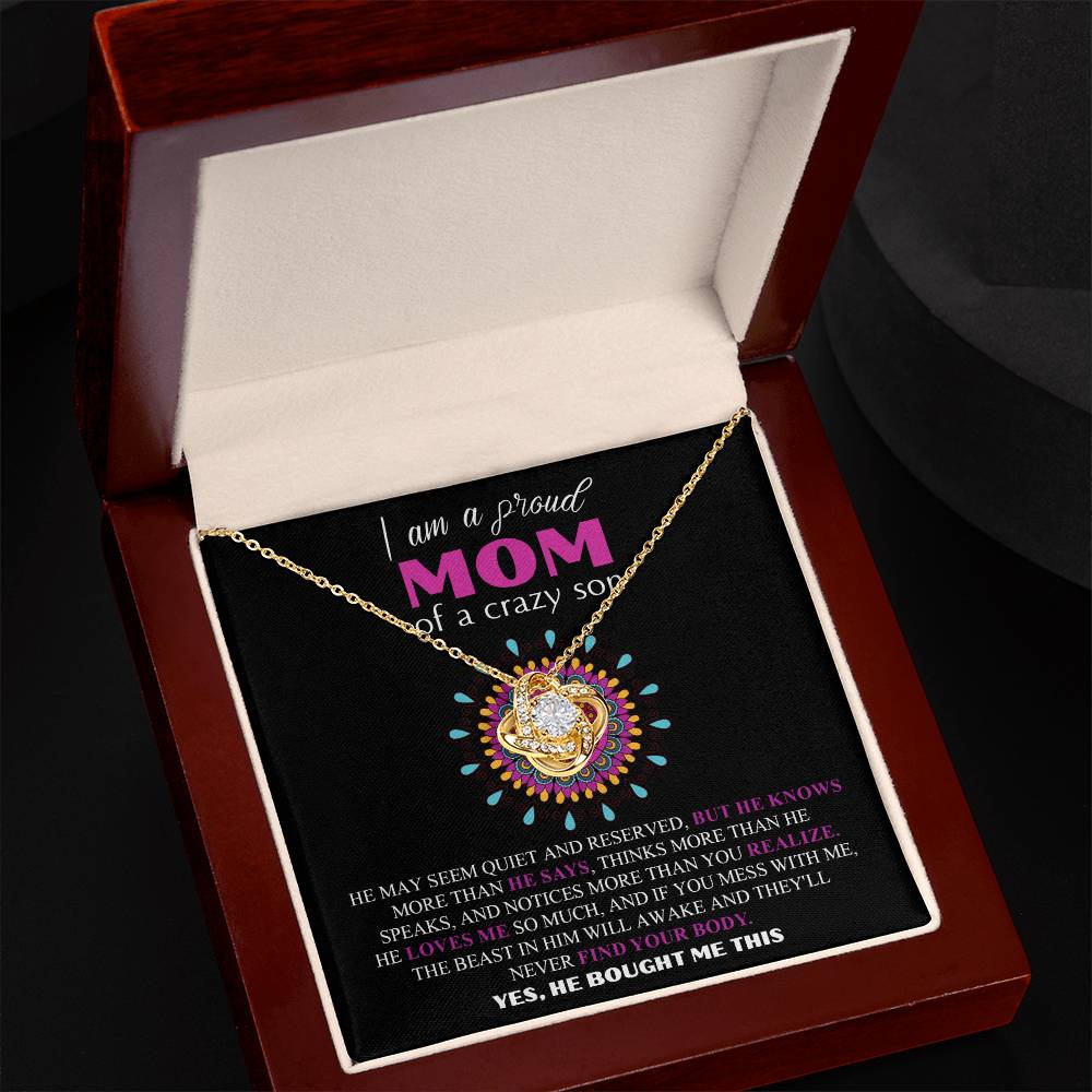 Mom-Proud Mom Dazzling Love Knot Necklace