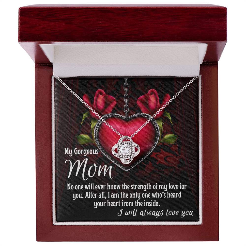 Mom-I Heard Your Heart from the Inside Dazzling Love Knot Necklace