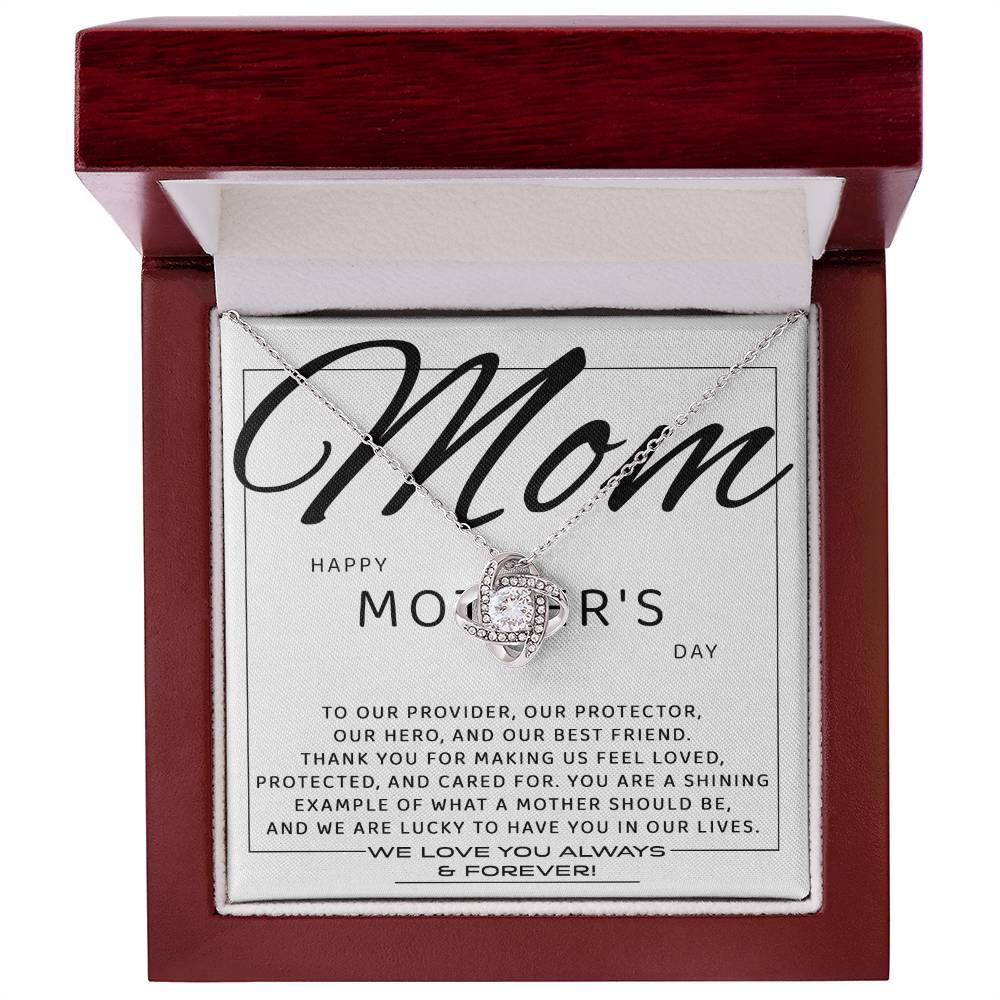 Mom-Our Best Friend Dazzling Love Knot Necklace