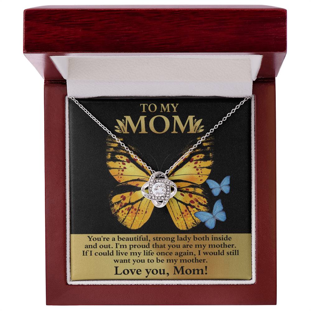 Mom-Strong Lady Dazzling Love Knot Necklace