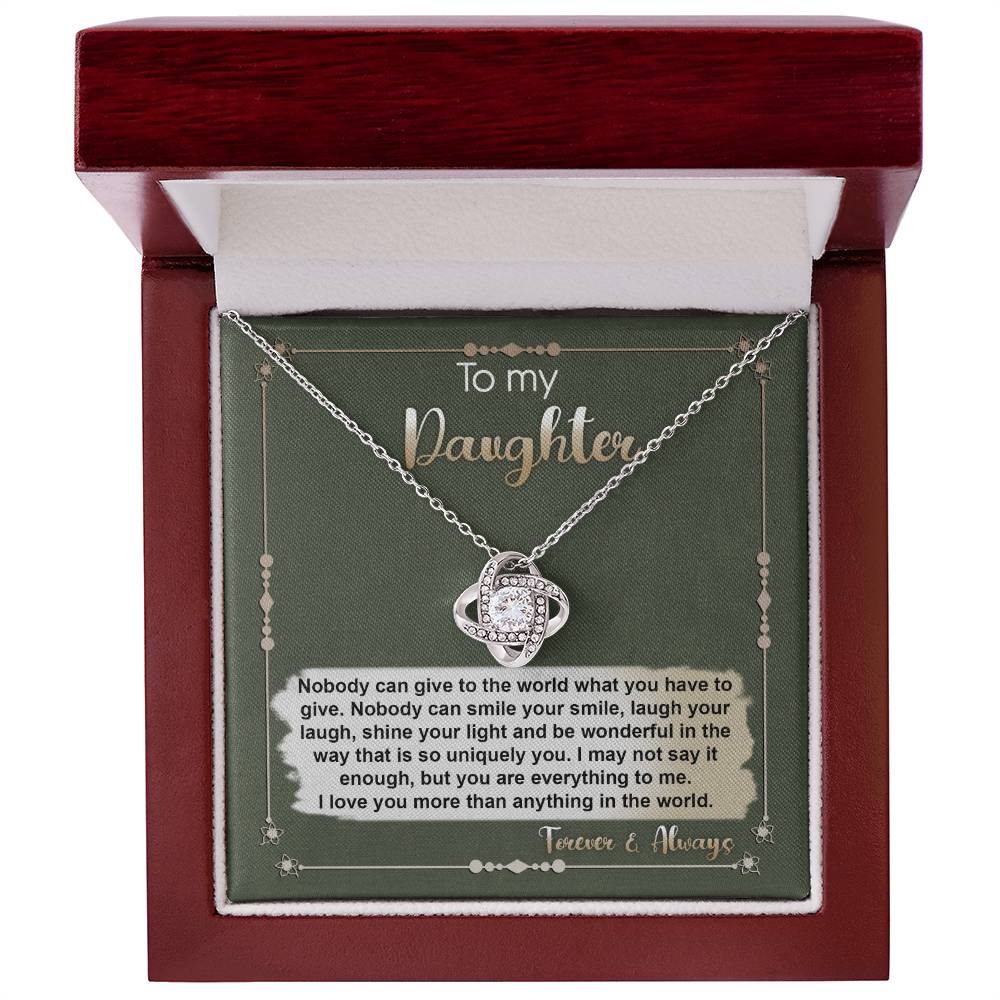 To My Daughter-You Are My Treasure Dazzling Love Knot Necklace