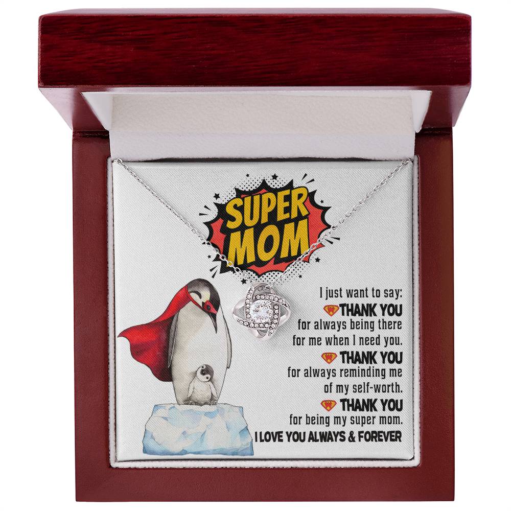Mom-Super Mom Dazzling Love Knot Necklace