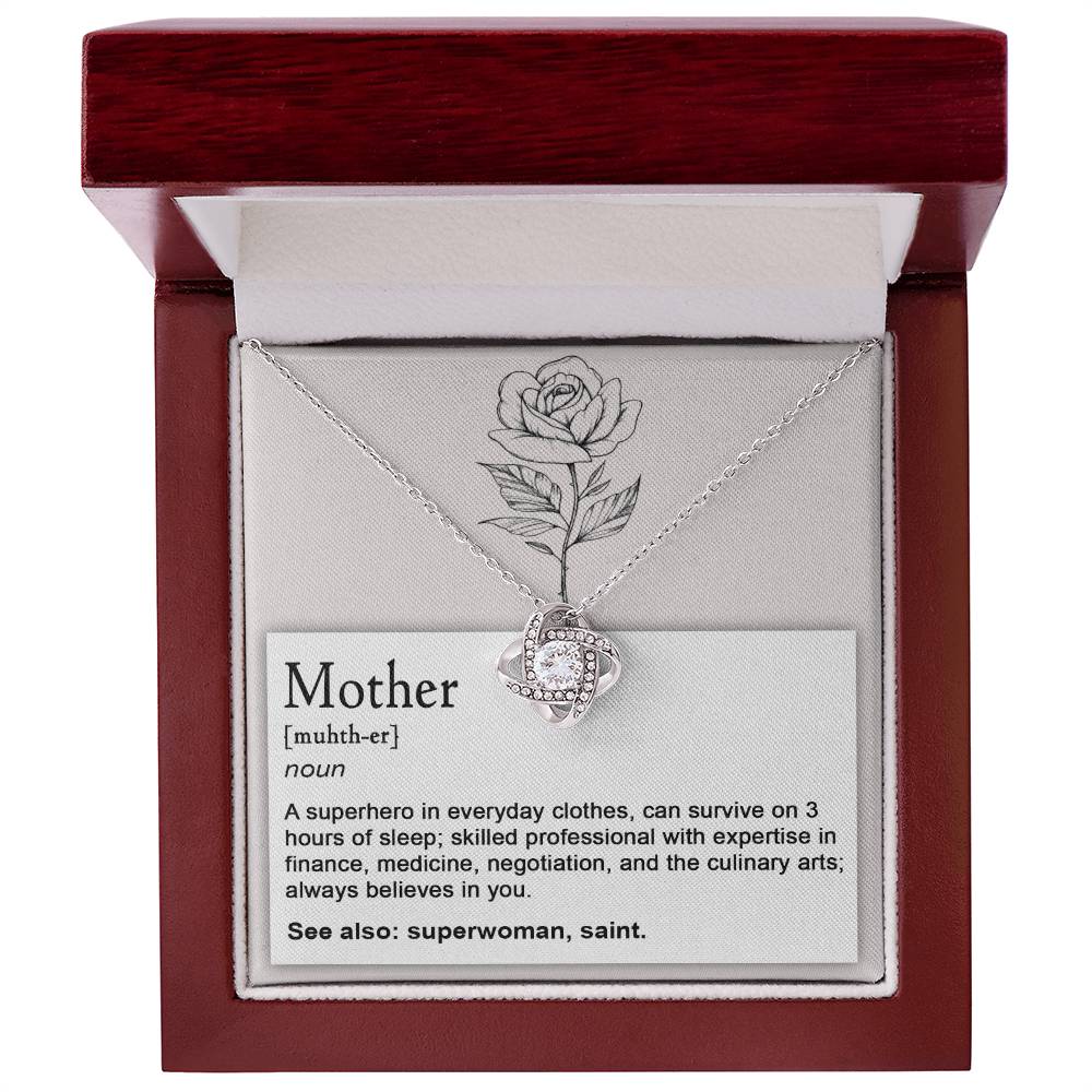 Mom-Superhero2 Dazzling Love Knot Necklace