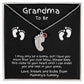 Grandma to Be Baby Feet Engraved Birthstone Charm Necklace