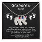 Grandma to Be Baby Feet Engraved Birthstone Charm Necklace