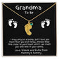 Grandma to Be Baby Feet Engraved Birthstone Charm Necklace