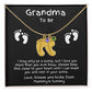 Grandma to Be Baby Feet Engraved Birthstone Charm Necklace