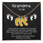 Grandma to Be Baby Feet Engraved Birthstone Charm Necklace