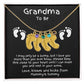 Grandma to Be Baby Feet Engraved Birthstone Charm Necklace