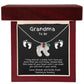 Grandma to Be Baby Feet Engraved Birthstone Charm Necklace