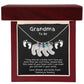Grandma to Be Baby Feet Engraved Birthstone Charm Necklace
