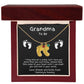 Grandma to Be Baby Feet Engraved Birthstone Charm Necklace