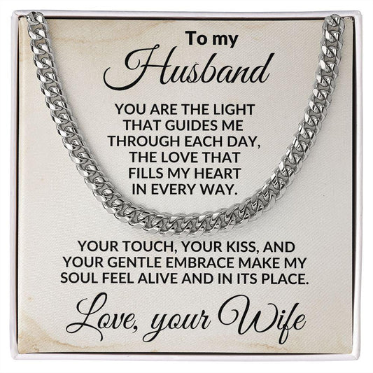 To My Husband - The Love That Fills My Heart - Cuban Link Necklace