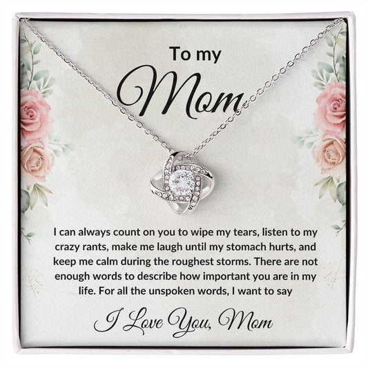 Heartfelt Gift for Mom Love Knot Necklace with Message Card Gift Box