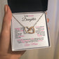 To My Precious Daughter Interlocking Hearts Pendant Necklace with Message Card