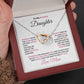 To My Precious Daughter Interlocking Hearts Pendant Necklace with Message Card