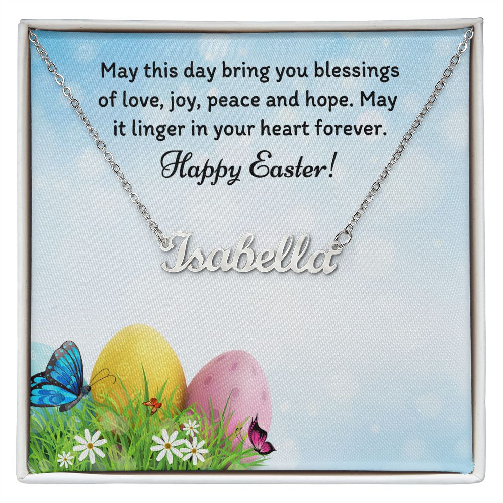 Happy Easter Personalized Name Necklace