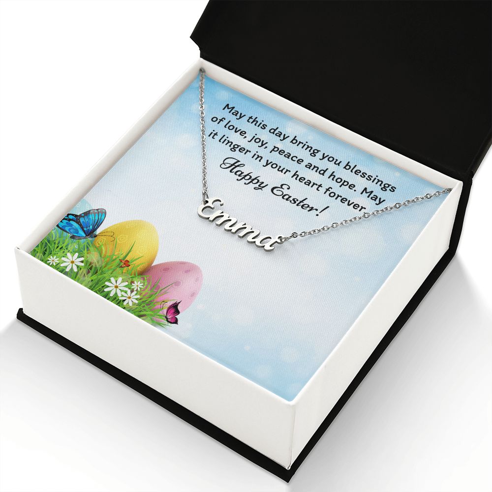 Happy Easter Personalized Name Necklace