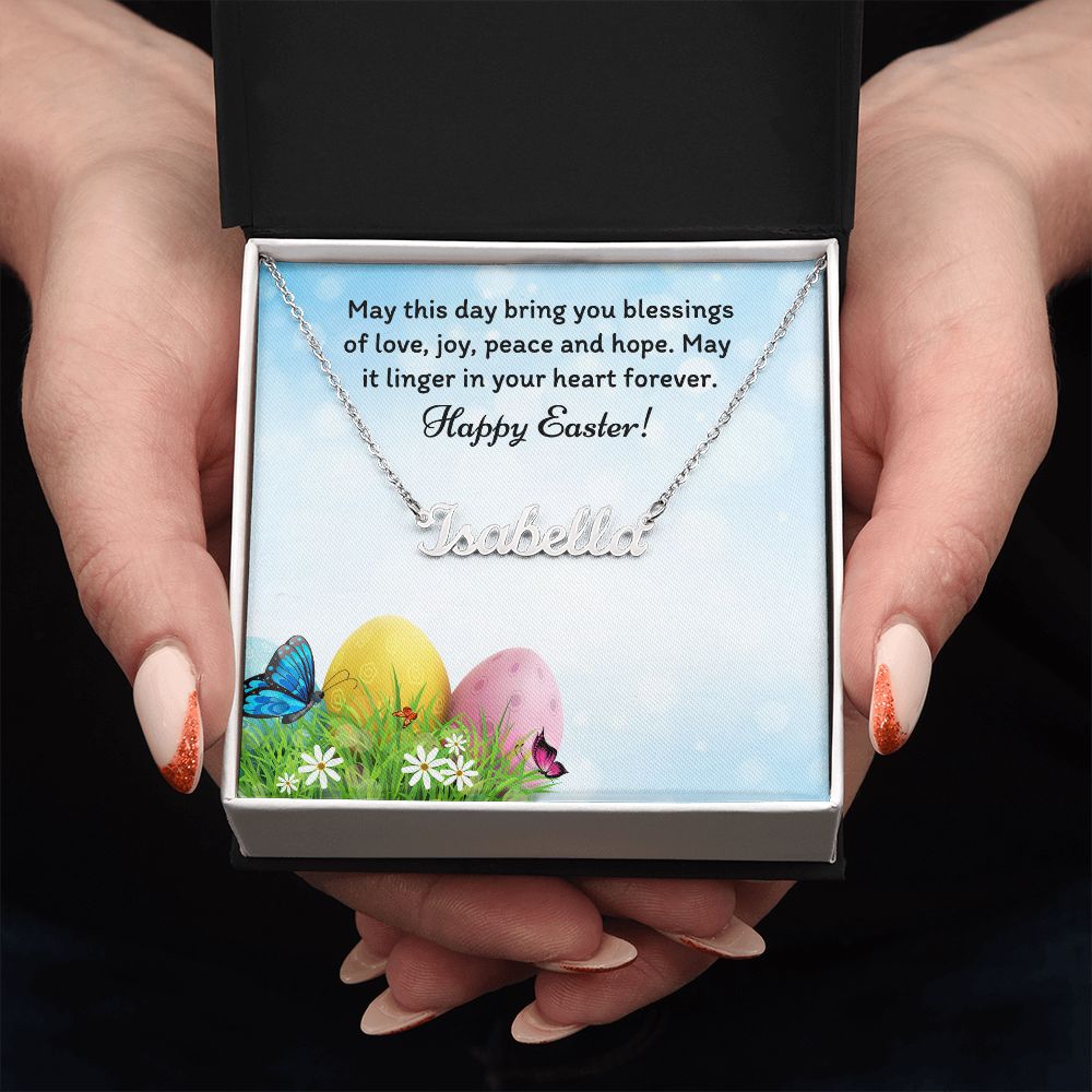 Happy Easter Personalized Name Necklace