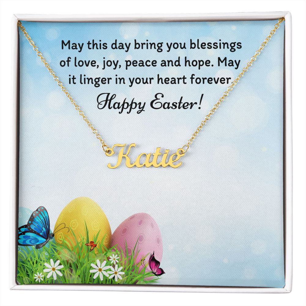 Happy Easter Personalized Name Necklace