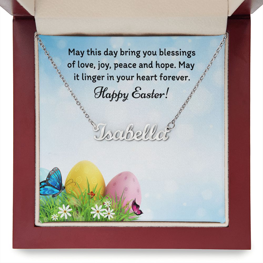 Happy Easter Personalized Name Necklace