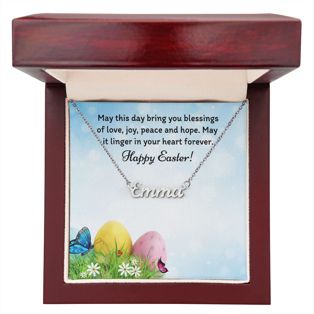 Happy Easter Personalized Name Necklace