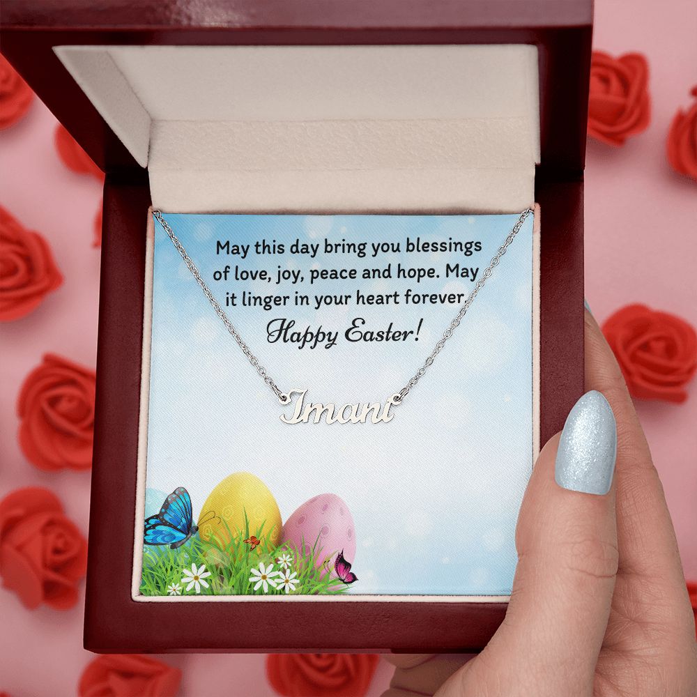 Happy Easter Personalized Name Necklace