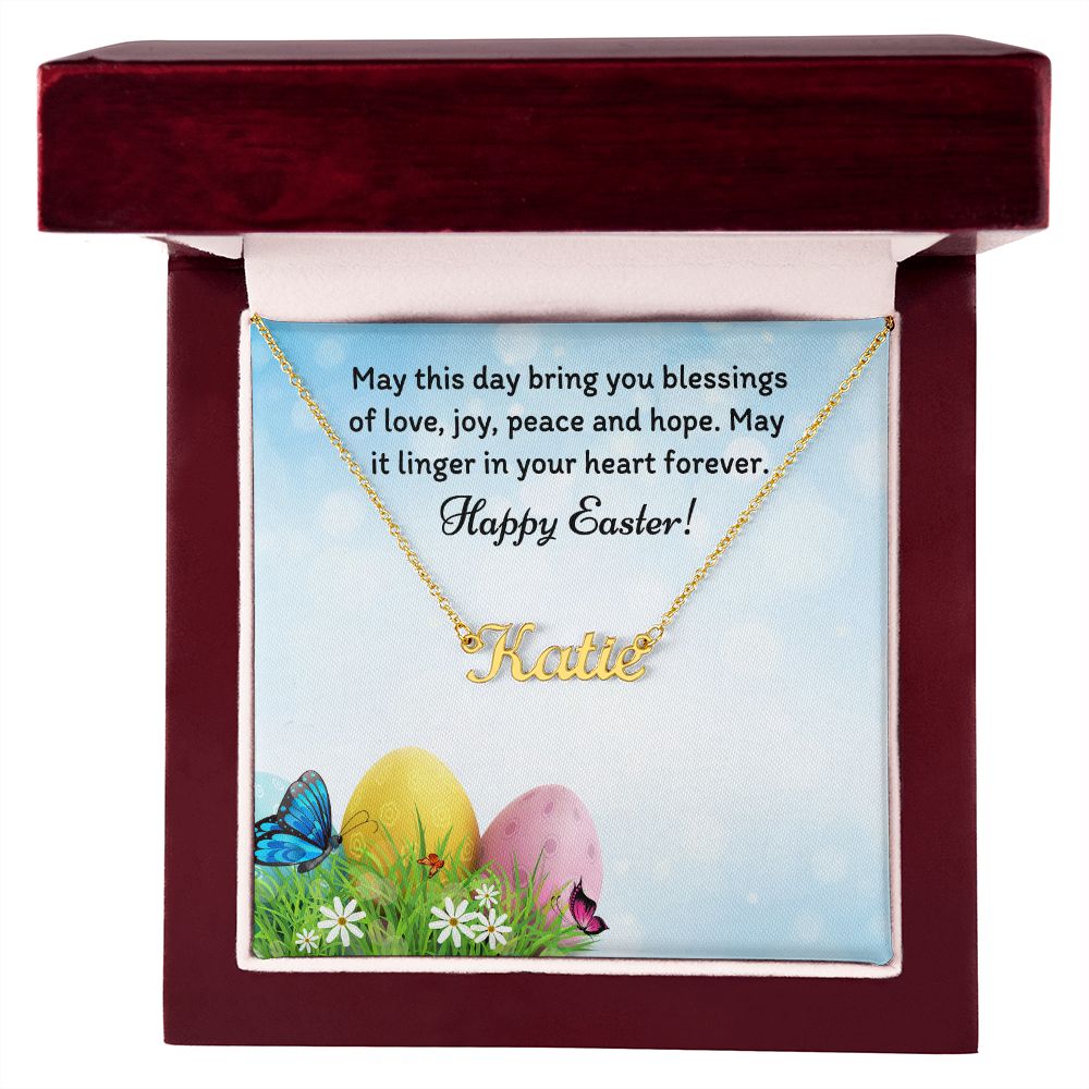 Happy Easter Personalized Name Necklace
