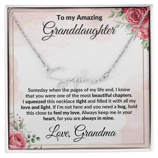 To My Amazing Granddaughter Personalized Script Name Necklace with Message Card