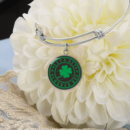 Let's Get Lucked Up St. Patrick's Day Engraved Circle Bangle Bracelet