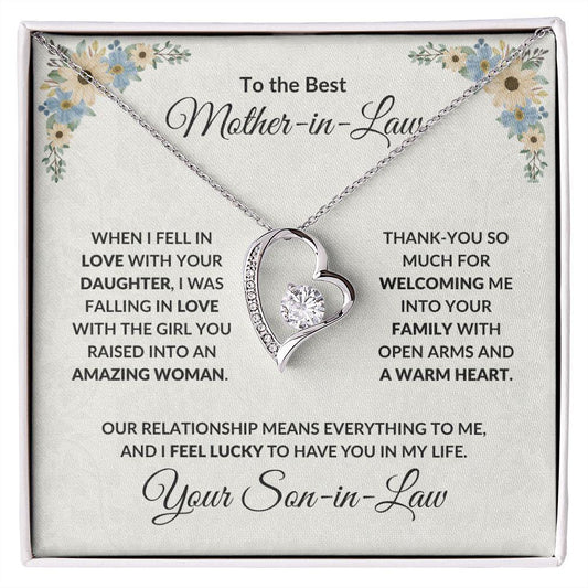 To My Mother-in-law Gift from Son-in-law Forever Love Heart Pendant Necklace