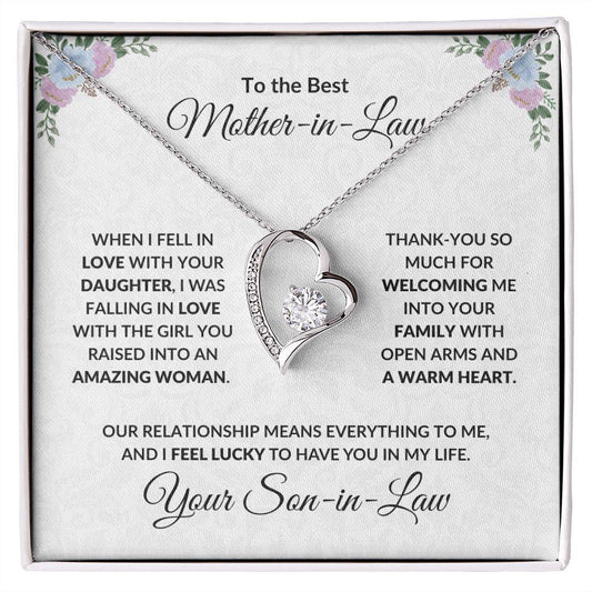Mother-in-law Gift from Son-in-law Forever Love Heart Pendant Necklace