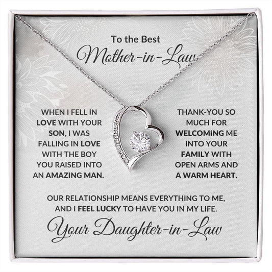 To my Amazing Mother-in-law from Daughter-in-law Forever Love Heart Pendant Necklace